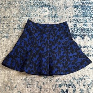 Express Blue and Black Skater Mini Skirt